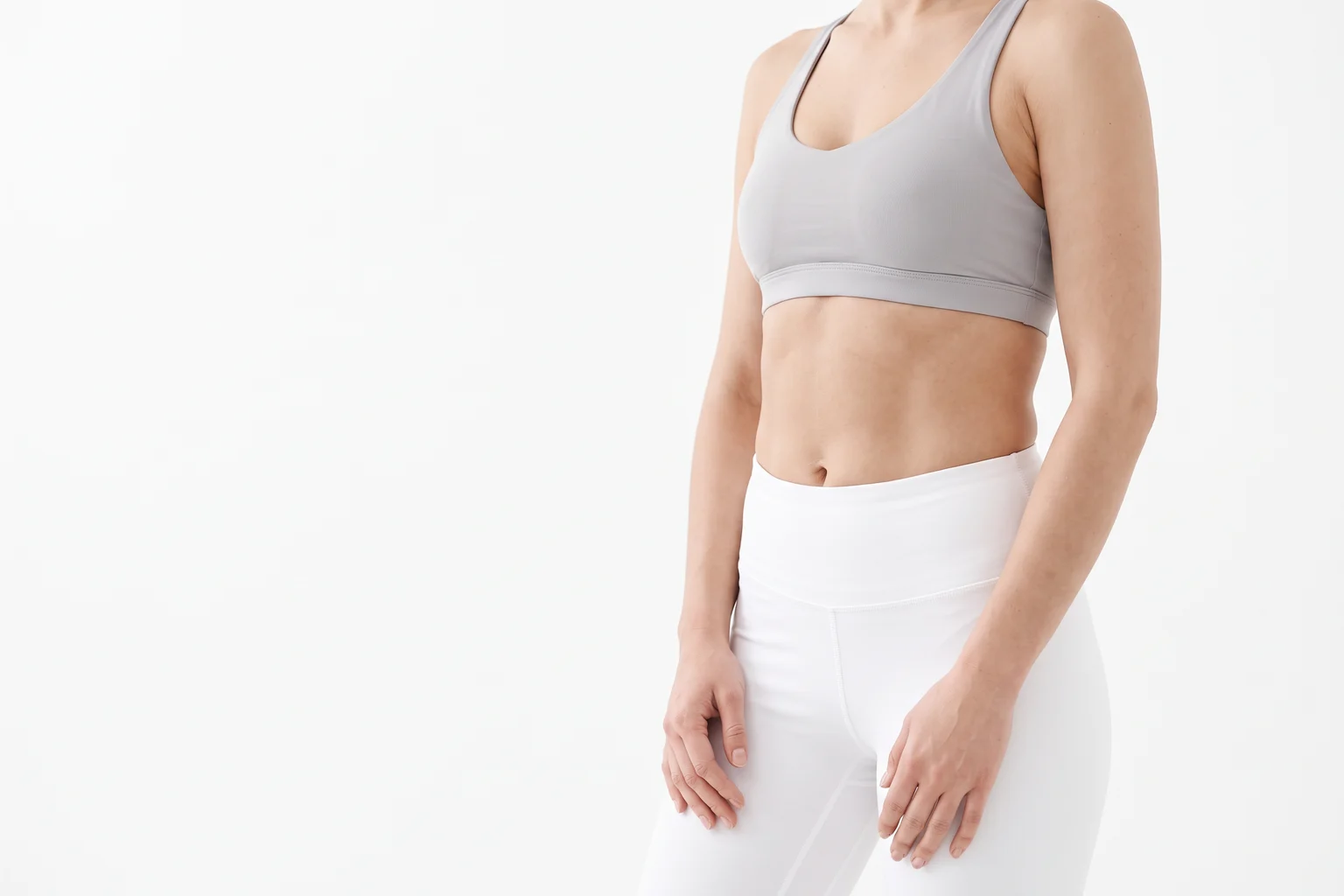 Athletic woman wearing neutral sportswear